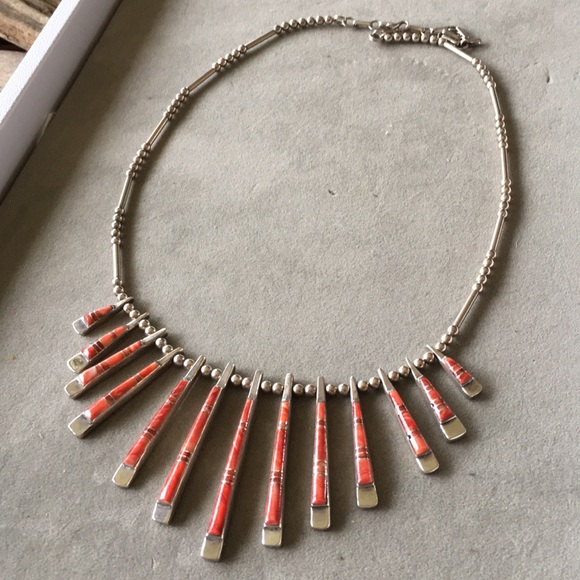 Vintage Native American Spiny Oyster Necklace Reversible - Picture 4 of 10